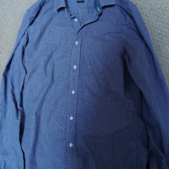Michael Kors Mens Purple Navy Check Shirt Long Sleeve Button Up Shirt Slim Fit M - Picture 12 of 12